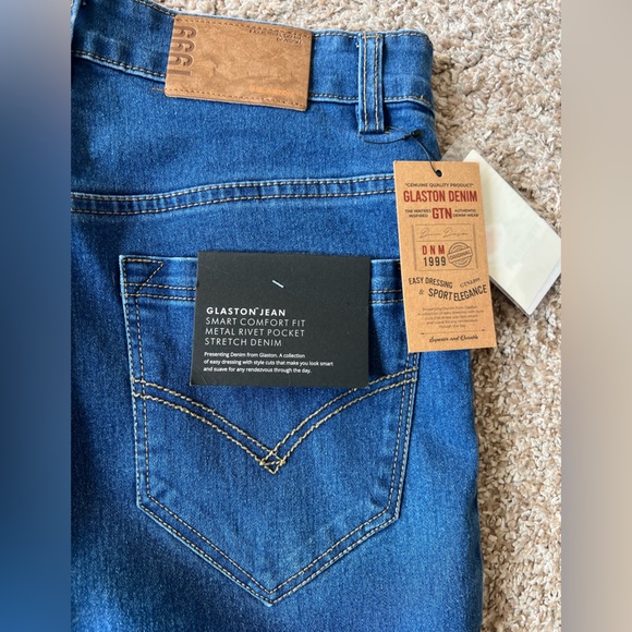 Glaston men’s  Jean smart comfort fit metal rivet pkt stretch denim Size 34 - Picture 6 of 10